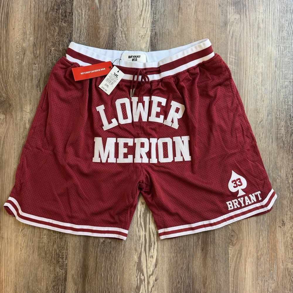 NWT Headgear Classics Lower Merion Basketball Shorts Kobe Bryant Maroon Size 2XL
